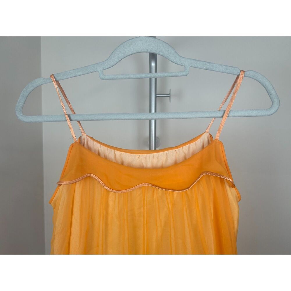 Vintage Hollywood Vassarette Orange Nylon Nightgown Negligee Dress Size Petite - Picture 4 of 6